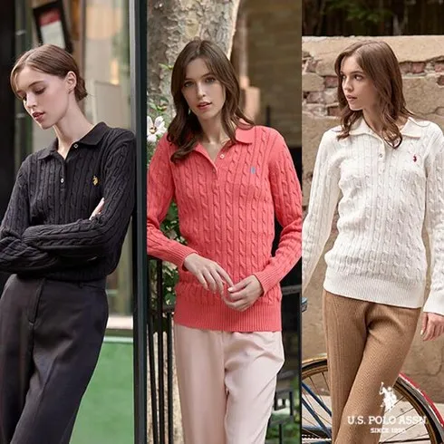 졸업선물은 바로 USPA 여성 코튼100 케이블 반집업 니트 3종  구매하고 혜택 받아가세요
