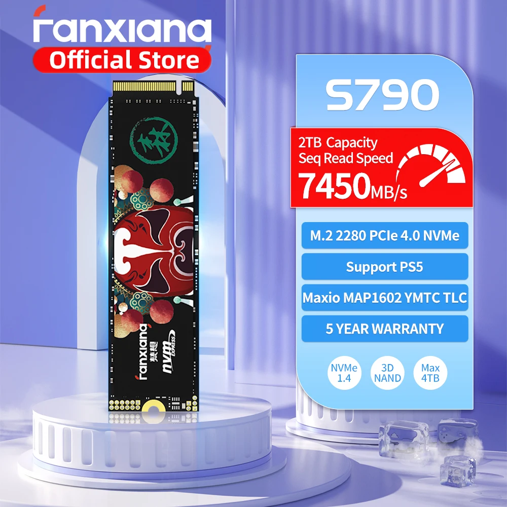 Fanxiang S790 7450 MB/s, M.2 SSD, 4TB, 2TB, 1TB, TLC 하드 디스크, M.2 NVMe PCIe4.0 x 4, PS5 노트북 데스크탑 PC용 내장 솔리드 스테이트 드라이브