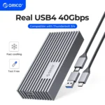 ORICO USB4 NVMe M.2 SSD 인클로저, 알루미늄 M2 외장 케이스, 썬더볼트 3/4 USB3.2 3.1 3.0 호환 가능, 40Gbps PCIe3.0 x 4