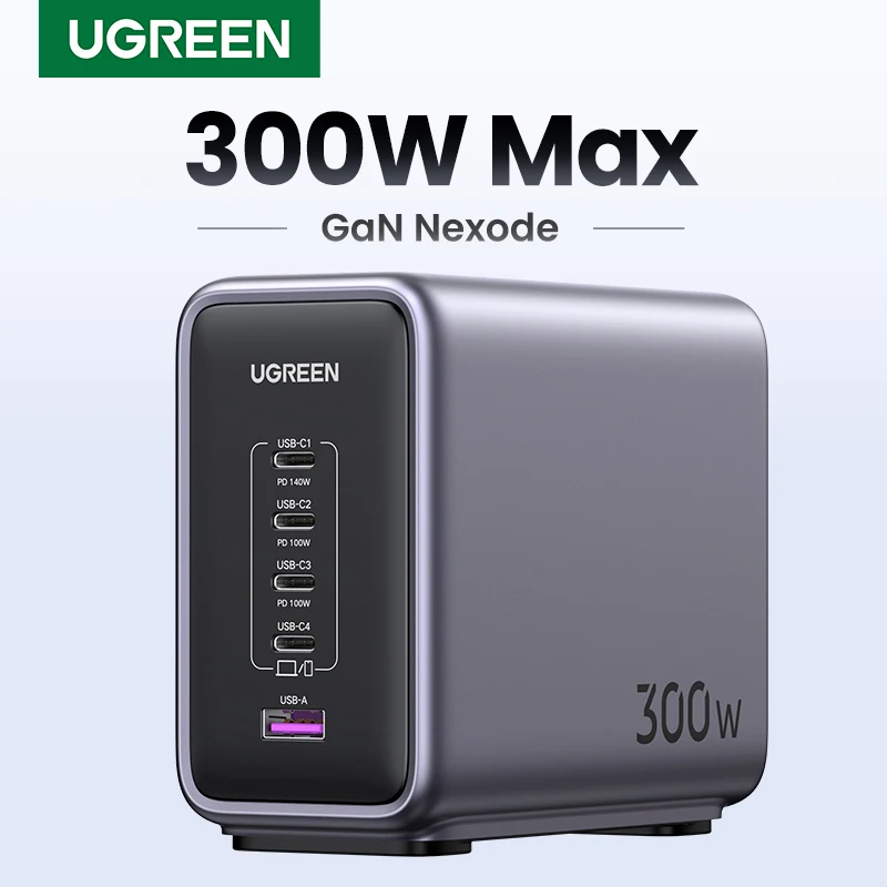 UGREEN 300W Gan 충전기 데스크탑 충전소 USB 충전기 140W Max 싱글 포트 PD3.1 MacBook Pro iPad iPhone용 급속 충전기