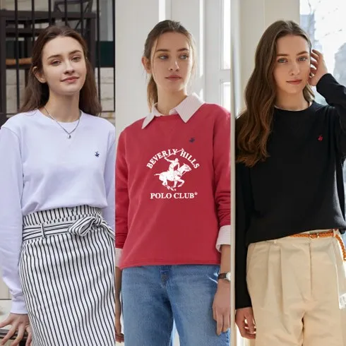 감사한분에게 전하는 비버리힐즈폴로클럽 24SS 여성 코튼블렌디드 맨투맨 3종 믿고보는 당일배송