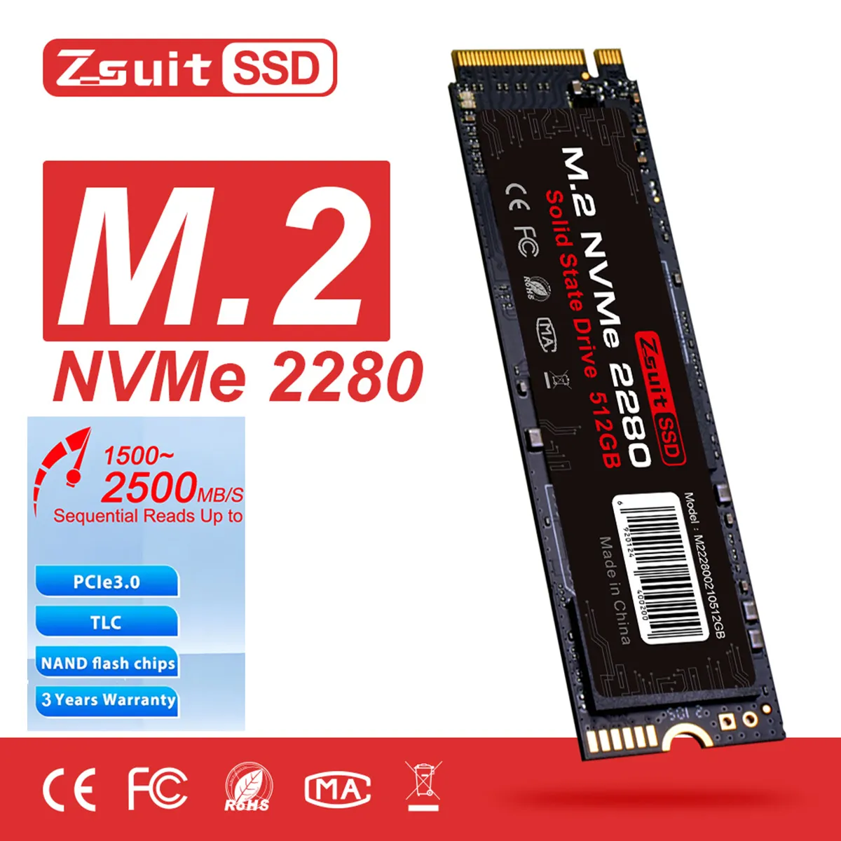 하드 드라이브 디스크 NVME M2 SSD 512GB 1TB 고속 NMVE M2 SSD 드라이브, PCIE 3.0 2280 솔리드 스테이트 드라이브, 노트북용 내장 하드 HDD