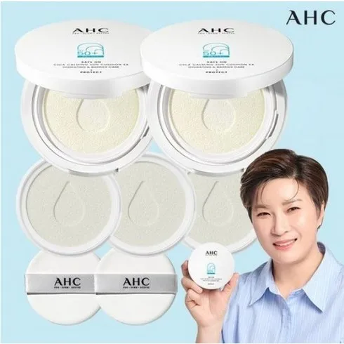 인플루언서가 추천한게 바로 AHC 세이프 온 시카 카밍 선 쿠션 EX 본품 4개퍼프 4개 완전 좋아요