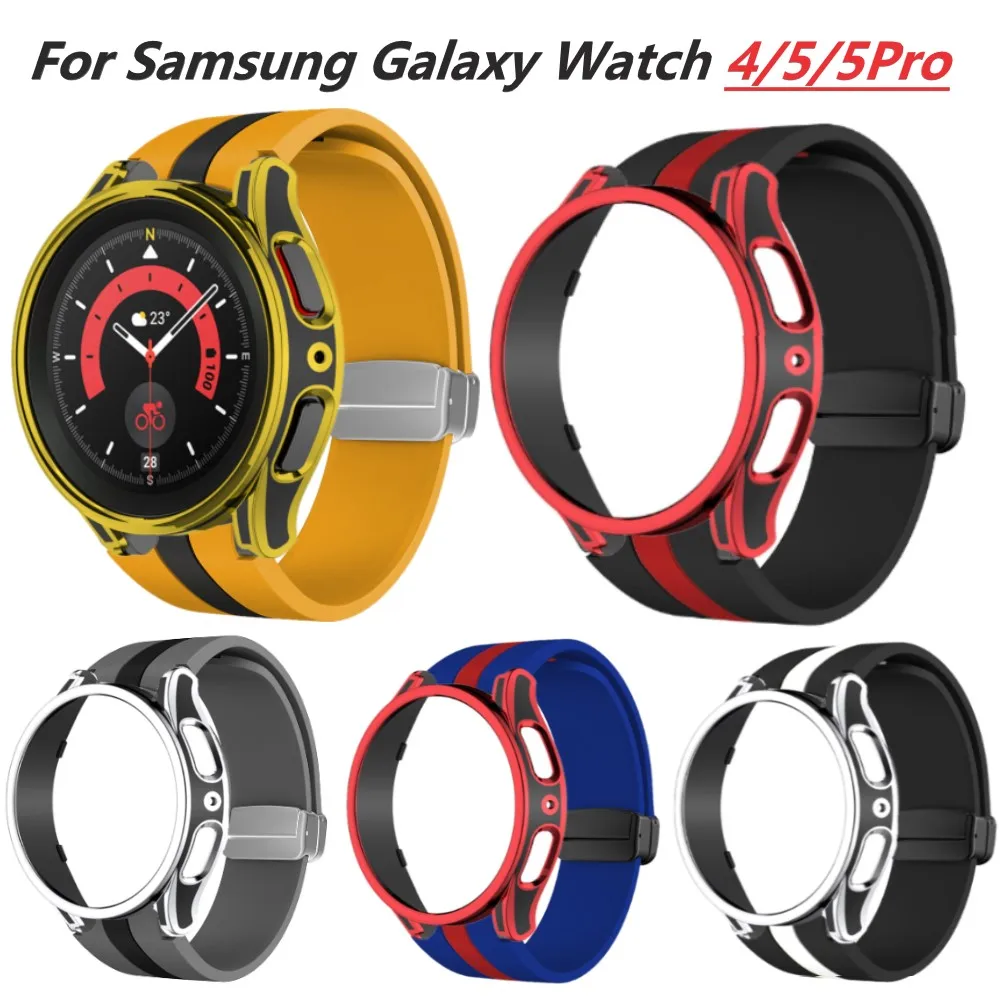 질리지 않는 ​Magnetic Buckle Strap Samsung Galaxy Watch5Pro 45mm Hollow Frame Protective Cover Galaxy Watch 4/5/6 40mm 44mm Case + Band 왜 이렇게 사고싶지