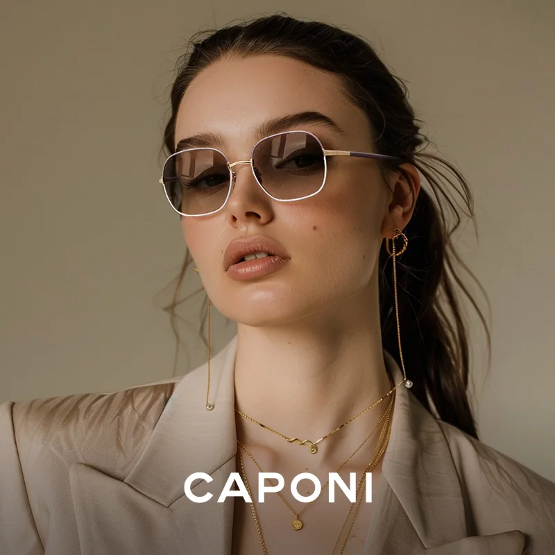 CAPONI -여성용 선글라스 패션 스퀘어 트렌디 스타일 선글라스 그라디언트 렌즈 UV400 보호 안경 팩 CP21032