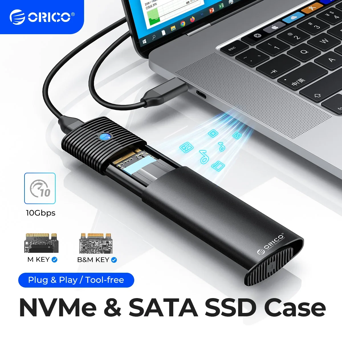 사람들이 꾸준히 좋아하는 ​ORICO M2 SSD 인클로저 NVMe NGFF 10Gbps PCIe M.2 SSD 케이스 휴대용 USB C 3.2 Gen2 사랑하는 이에게