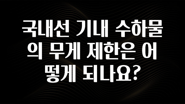 추가소식은 꼭 확인하자 국내선 기내 수하물의 무게 제한은 어떻게 되나요? 후회하지 않습니다