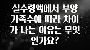 정성을 담은 실수령액에서 부양가족수에 따라 차이가 나는 이유는 무엇인가요? 바로 소개합니다.