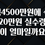 후회하지 않는 연봉4500만원에 식대포함20만원 실수령금액이 얼마일까요 놓치지마세요