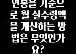 추가정보 연봉을 기준으로 월 실수령액을 계산하는 방법은 무엇인가요? 최신정보