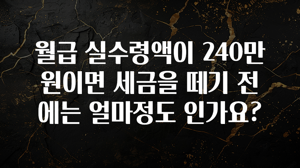 NEW 떳음 월급 실수령액이 240만원이면 세금을 떼기 전에는 얼마정도 인가요? 잠깐 확인해보세요