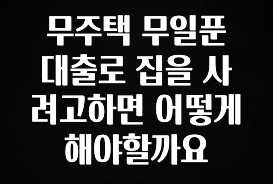 우리도 이렇게 하자 무주택 무일푼 대출로 집을 사려고하면 어떻게 해야할까요 확인 부탁드립니다