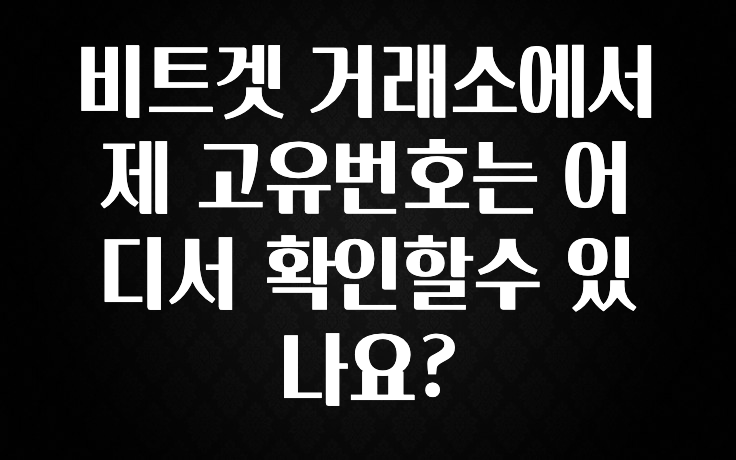 혜자소식 떳다 비트겟 거래소에서 제 고유번호는 어디서 확인할수 있나요? 잠깐 확인해보세요