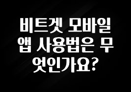 업뎃 정보 비트겟 모바일 앱 사용법은 무엇인가요? 추천한 이유입니다