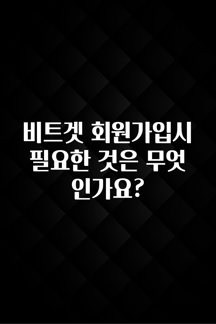 요즘 찰떡인 비트겟 회원가입시 필요한 것은 무엇인가요? 전합니다