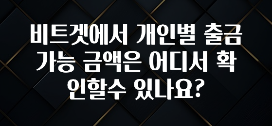 꾸준한 사랑을 받은 비트겟에서 개인별 출금 가능 금액은 어디서 확인할수 있나요? 정직하게 소개해보겠습니다