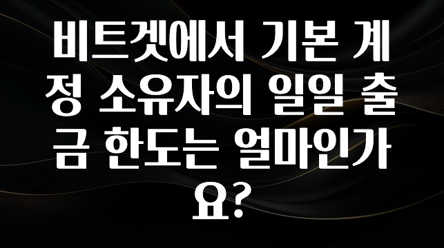 인스타 정보 비트겟에서 기본 계정 소유자의 일일 출금 한도는 얼마인가요? 리뷰가 많습니다