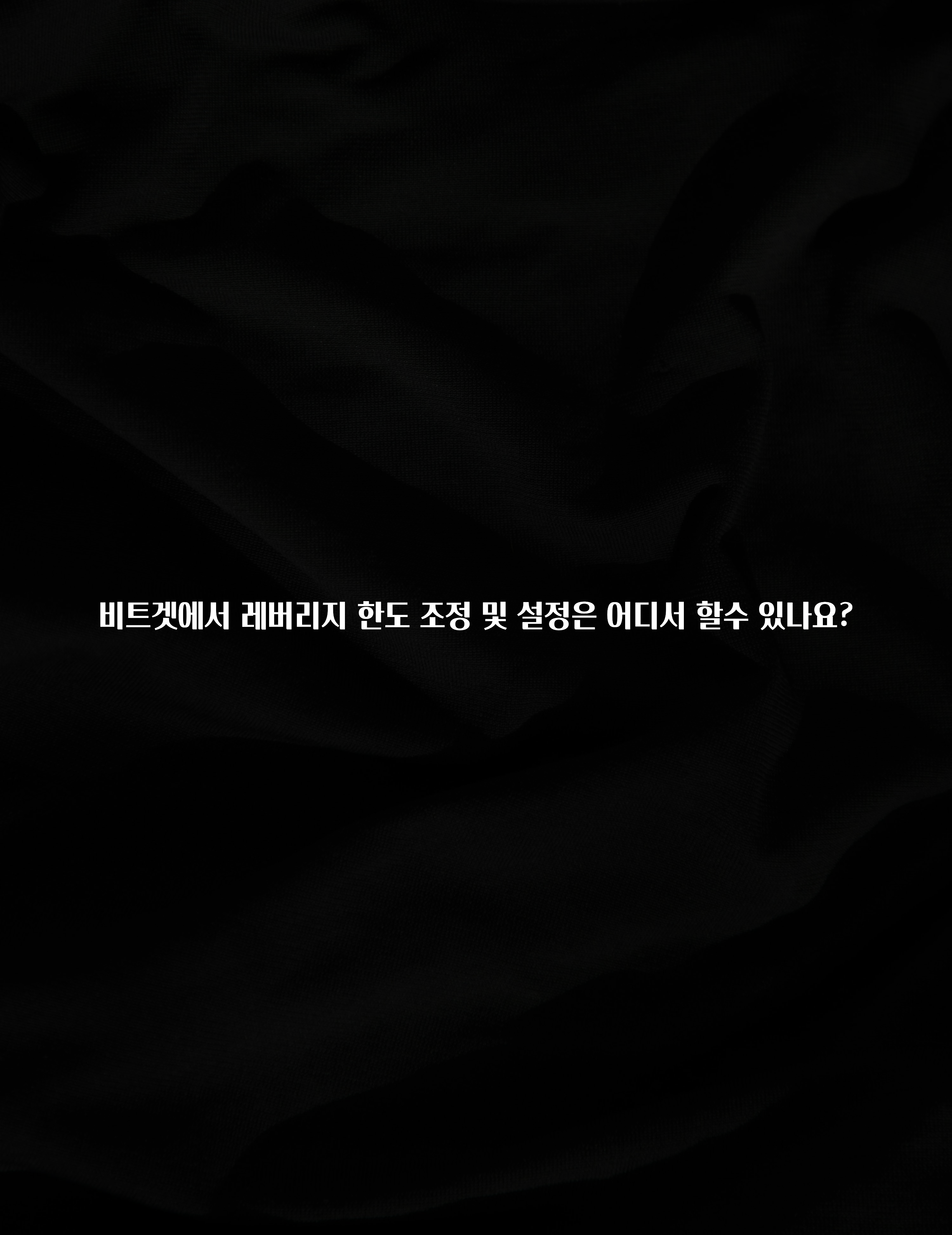 간단뉴스 비트겟에서 레버리지 한도 조정 및 설정은 어디서 할수 있나요? 관심이 뜨겁습니다