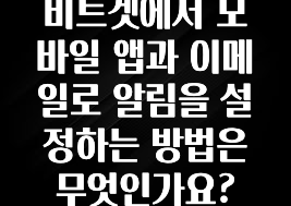 유튜브에서 난리난 정보 비트겟에서 모바일 앱과 이메일로 알림을 설정하는 방법은 무엇인가요? 1분이면 확인가능 합니다