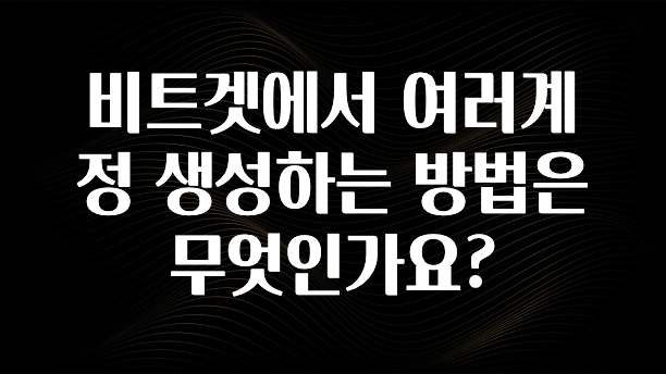 추가정보 비트겟에서 여러계정 생성하는 방법은 무엇인가요? 요약정리