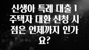 꼭 보고싶은 신생아 특례 대출 1주택자 대환 신청 시점은 언제까지 인가요? 소개합니다