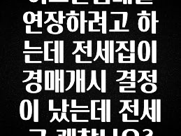 MZ세대 “주목” 허그안심대출 연장하려고 하는데 전세집이 경매개시 결정이 났는데 전세금 괜찮나요? 꼭 알아두세요
