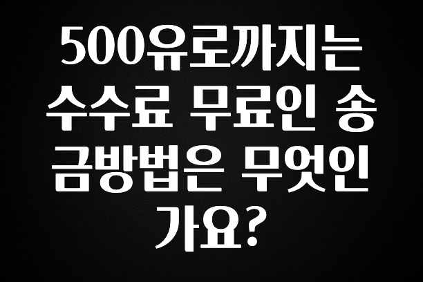 인플루언서가 공개한 500유로까지는 수수료 무료인 송금방법은 무엇인가요? 리뷰가 많습니다