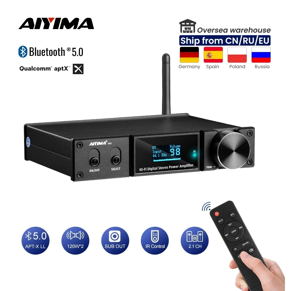 간단소식 AIYIMA D05 Bluetooth 5.0 전력 증폭기 120Wx2 사운드 Amplificador 서브우퍼 증폭기 USB DAC OLED APTX 2.1 홈 시어터 확인해보세요