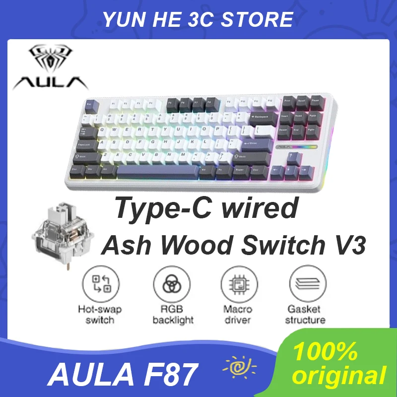 찰떡궁합 Aula F87 기계식 키보드 Type-C 유선 80% 87 키 핫 스왑 Rgb 가스켓 Pbt 맞춤형 Pc 게임용 키보드 게이머 Esports Office 아주 좋은 정보입니다