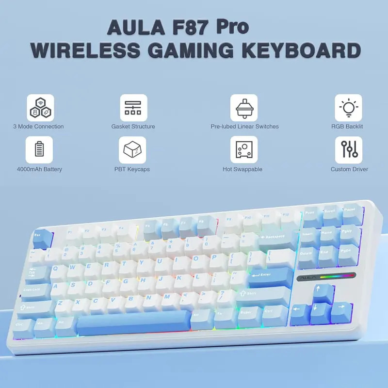 (2025 업데이트) Aula F87Pro 무선 기계식 키보드 주목하고 계십니다
