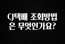 드디어 공개 CJ택배 조회방법은 무엇인가요? 확인 부탁드립니다
