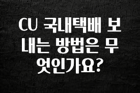 간단소식 CU 국내택배 보내는 방법은 무엇인가요? 알려드립니다