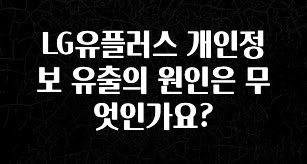 꼭 봐야하는 이유 LG유플러스 개인정보 유출의 원인은 무엇인가요? 확인하시죠