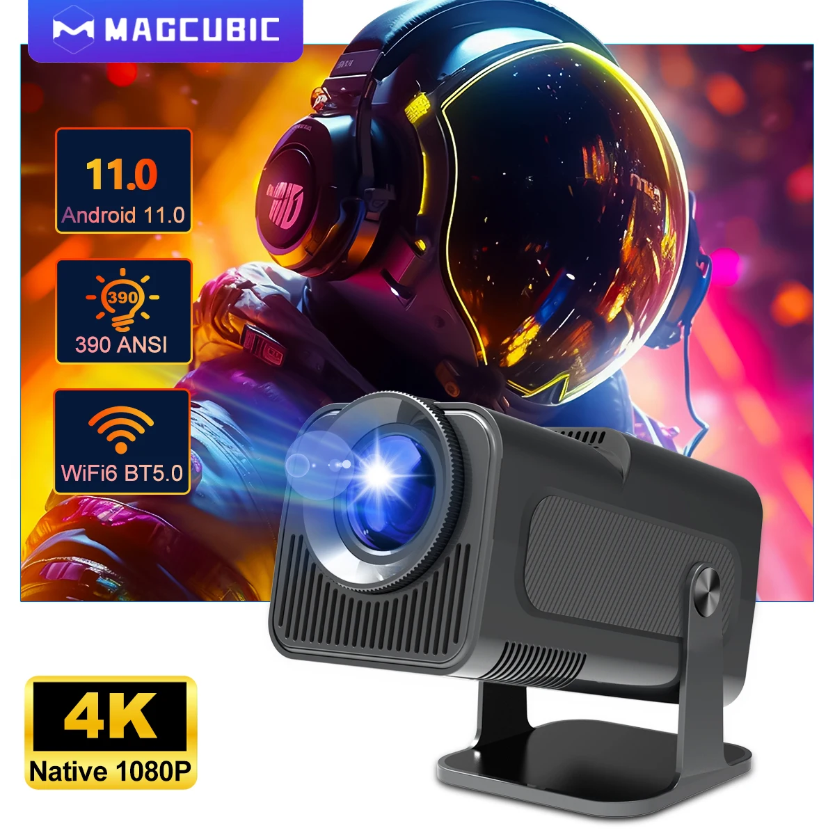 만족감을 한번에! Magcubic 4K 안드로이드 11 프로젝터 네이티브 1080P 390ANSI HY320 듀얼 Wifi6 BT5.0 1920*1080P 시네마 휴대용 Projetor 업그레이드 HY300 확인해보세요