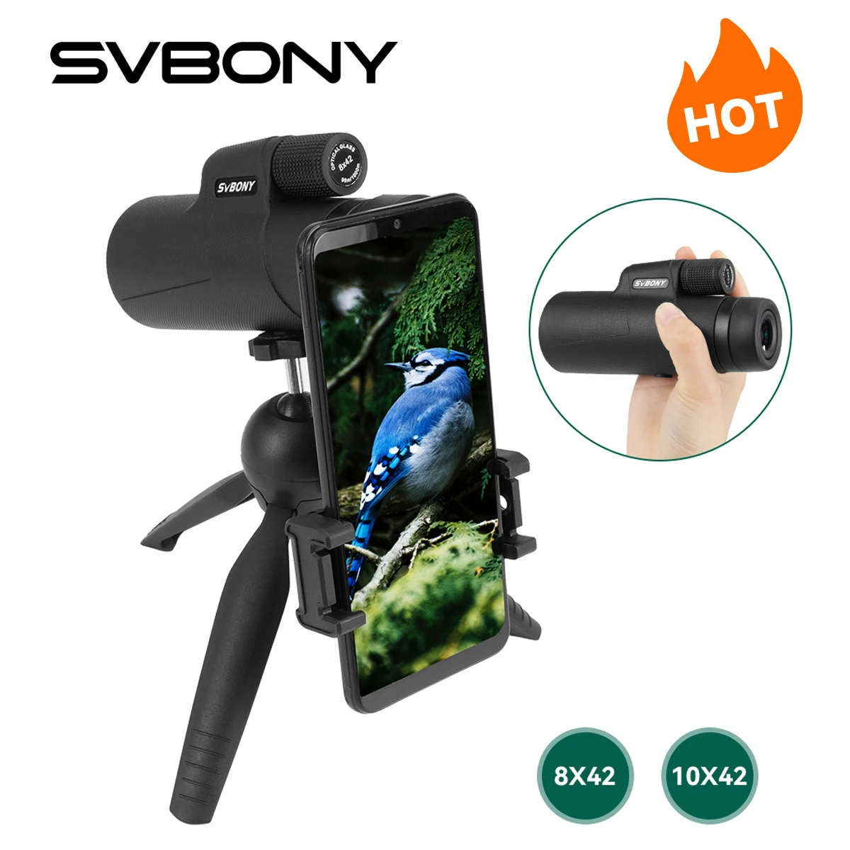 클릭 필 SVBONY SX32 삼각대가 있는 단안 망원경 아주 좋은 정보입니다