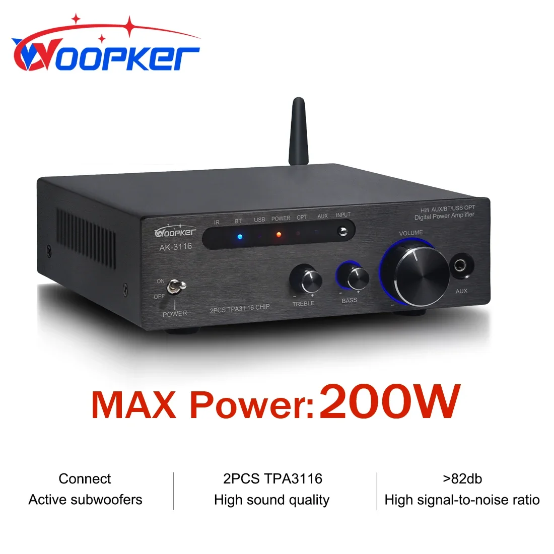 꼭 보고싶은 Woopker 사운드 앰프 TPA3116 D2 100W 미니 HiFi 스테레오 클래스 D 앰프 Bluetooth 오디오 앰프 우퍼 트위터 홈 시어터 확인해보세요