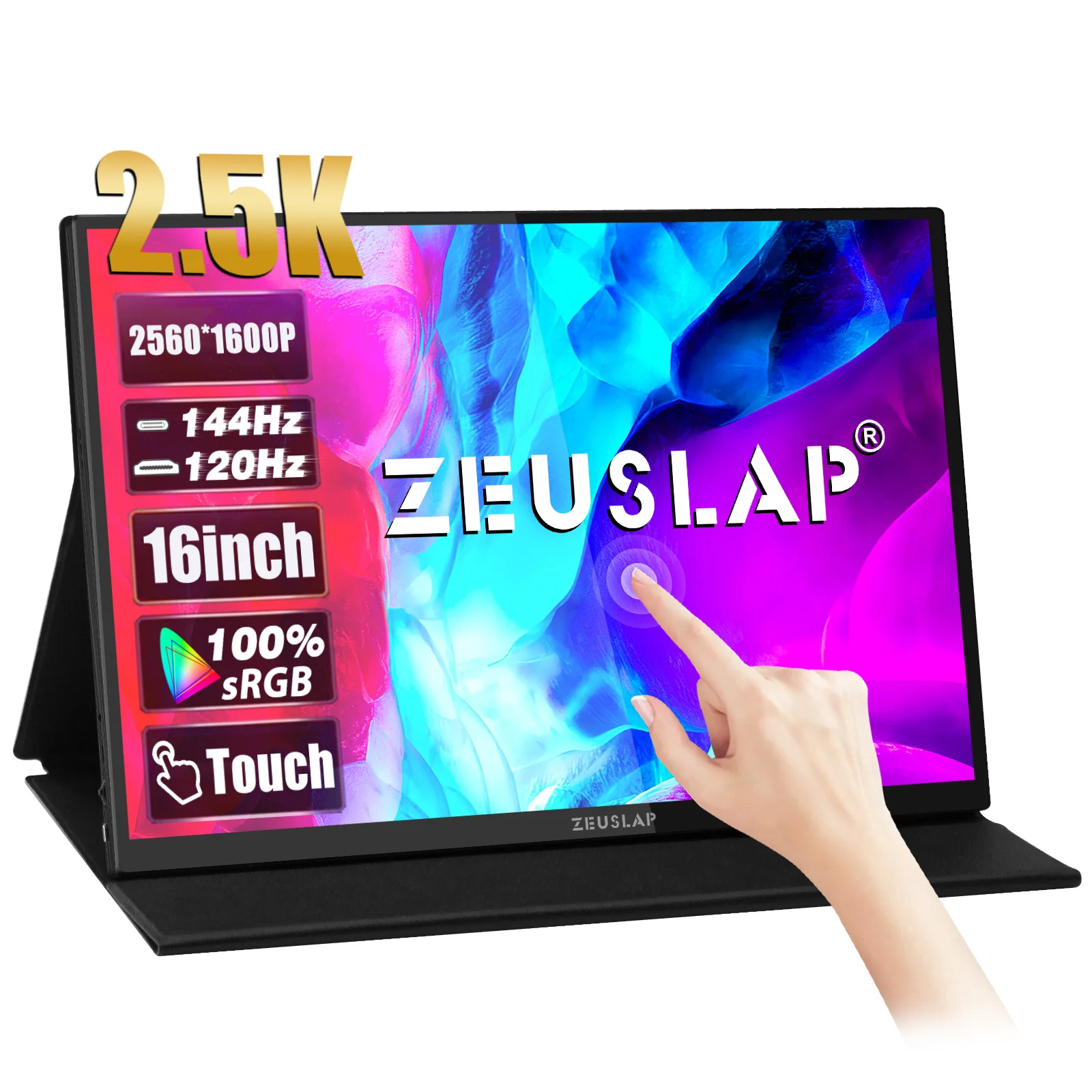 대박소식 ZEUSLAP 16″ 2.5K 144hz 터치 스크린 휴대용 모니터 2560*1600 100%sRGB 500Cd/m² 노트북 컴퓨터용 여행용 디스플레이 아주 좋은 정보입니다