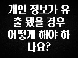 실시간 반응 터진 개인 정보가 유출 됐을 경우 어떻게 해야 하나요? 꼭 확인해보세요