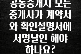 sns소식 공동중개시 모든 중개사가 계약서와 확인설명서에 서명날인 해야 하나요? 주목하고 계십니다