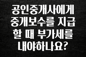 요즘 이게 유행 공인중개사에게 중개보수를 지급할 때 부가세를 내야하나요? 궁금하신가요?