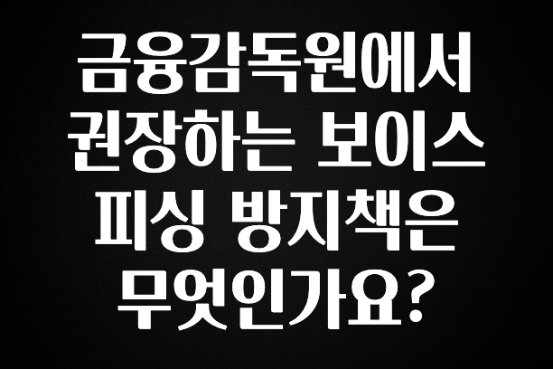 (올해 꼭 확인 소식) 금융감독원에서 권장하는 보이스피싱 방지책은 무엇인가요? 한 번에 알려드립니다