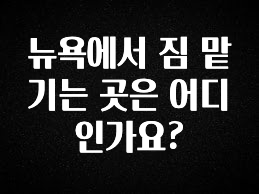 이제 뜸! 뉴욕에서 짐 맡기는 곳은 어디인가요? 관심이 뜨겁습니다