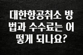이번 선물은 꼭 대한항공취소 방법과 수수료는 어떻게 되나요? 1분이면 확인가능 합니다