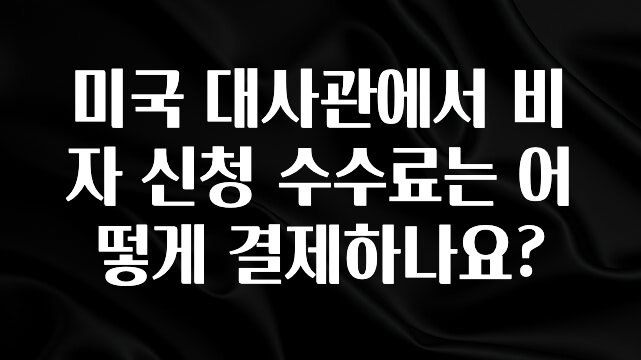 美친 소식 미국 대사관에서 비자 신청 수수료는 어떻게 결제하나요? 아주 좋은 정보입니다
