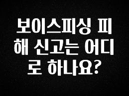 꾸준한 인기 보이스피싱 피해 신고는 어디로 하나요? 확인 부탁드립니다
