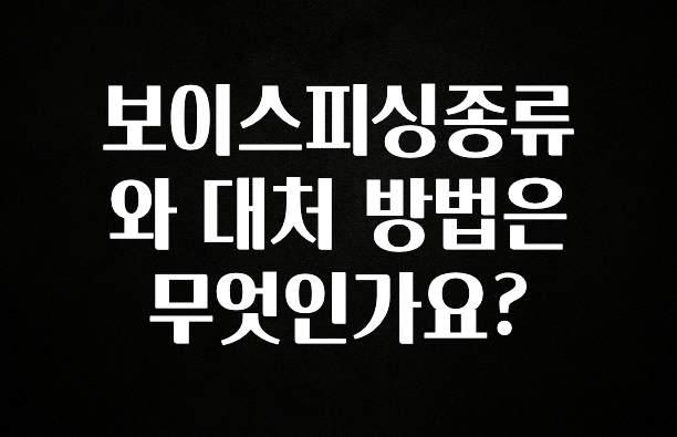 빠르게 확인 하세요! 보이스피싱종류와 대처 방법은 무엇인가요? 확인하시죠