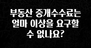 진심을 담은 부동산 중개수수료는 얼마 이상을 요구할 수 없나요? 요약정리