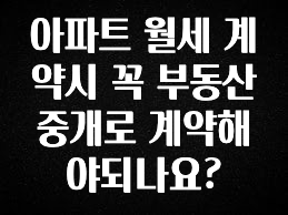 이번 선물은 꼭 아파트 월세 계약시 꼭 부동산 중개로 계약해야되나요? 확인하시죠