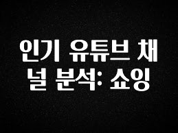 정성을 다하는 인기 유튜브 채널 분석: 쇼잉 전해드립니다