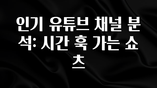 추가정보 떳다 인기 유튜브 채널 분석: 시간 훅 가는 쇼츠 알려드립니다